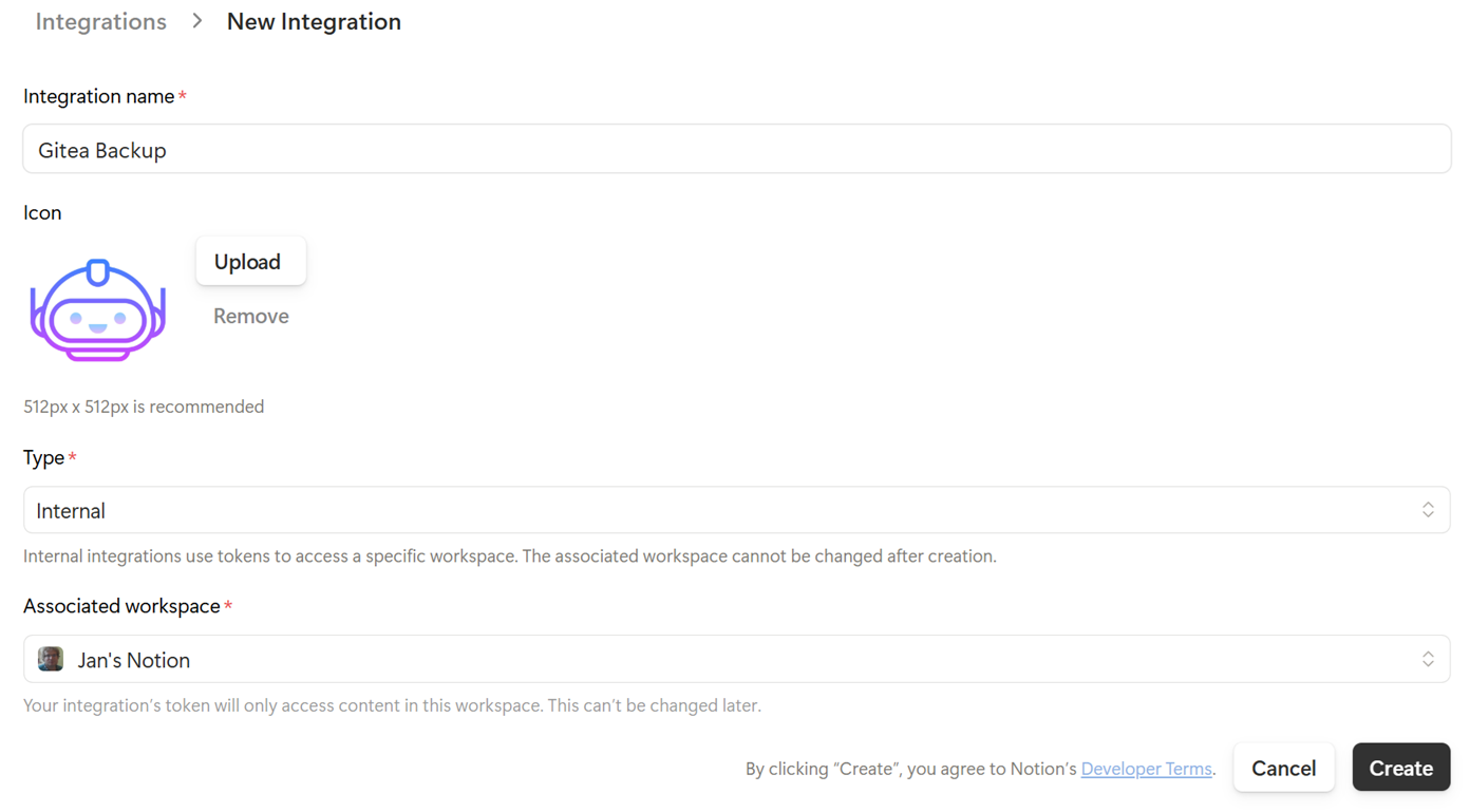 1 create notion integration