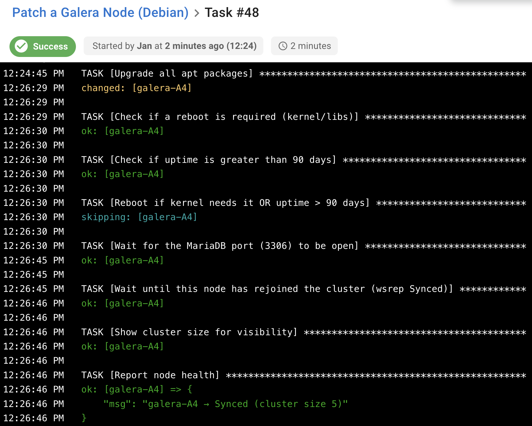 26 template 4 patch galera nodes