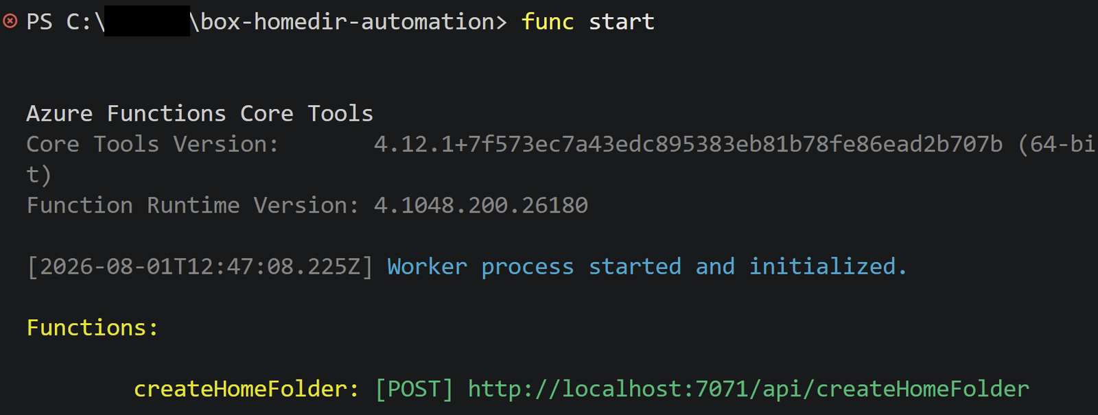 func start output