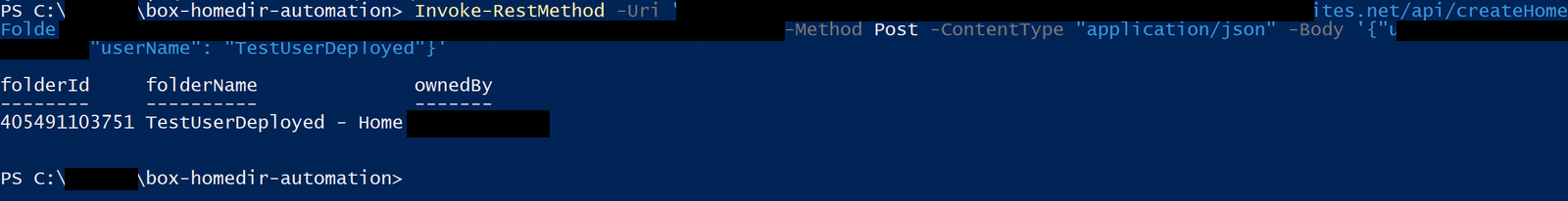 Expected output of the deployed function