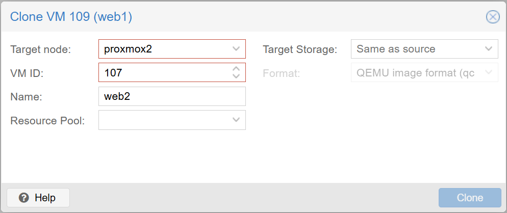 1 clone configure your vm with