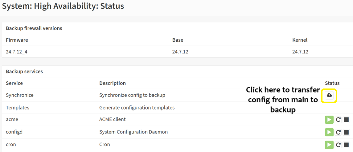 13 set up pfsync xml rpc
