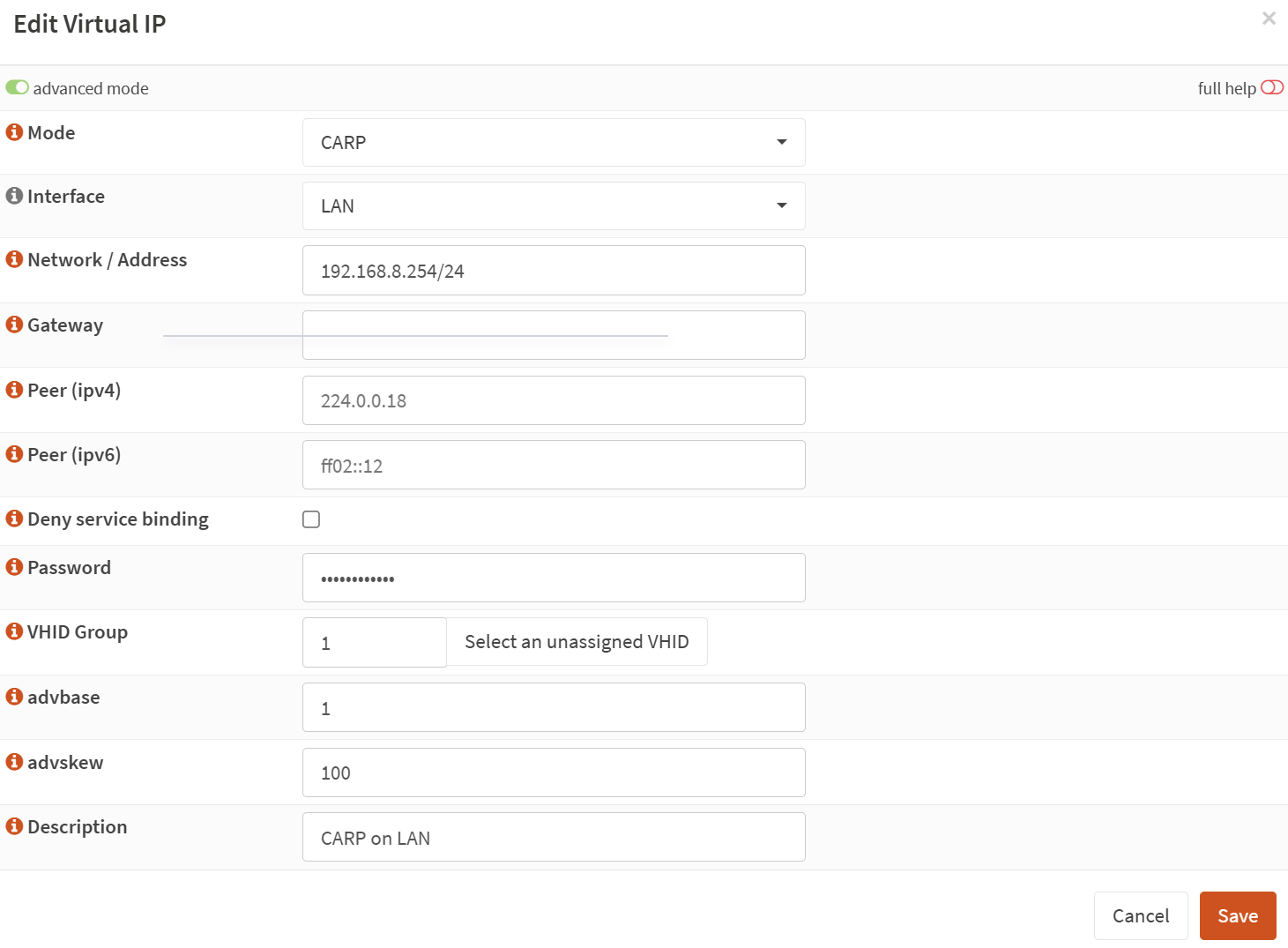 21 configure carp on lan wan