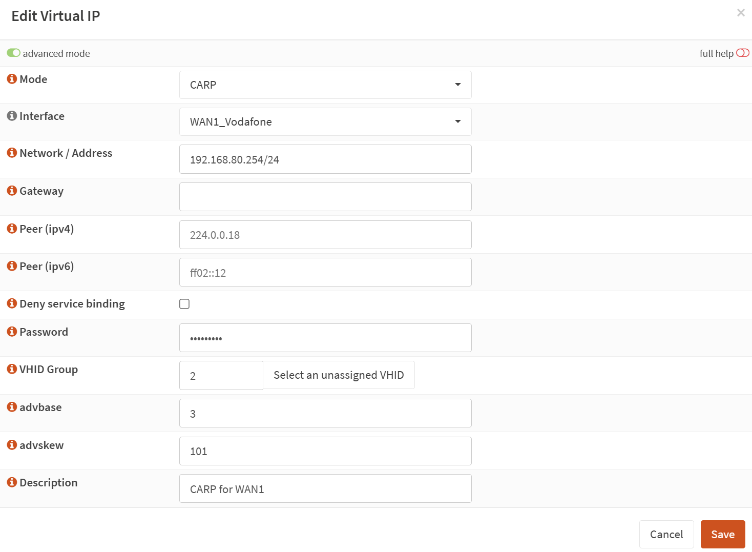 26 configure carp on lan wan