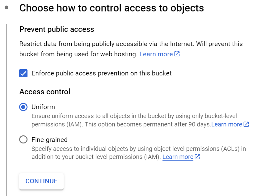 7 bucket set up google archive