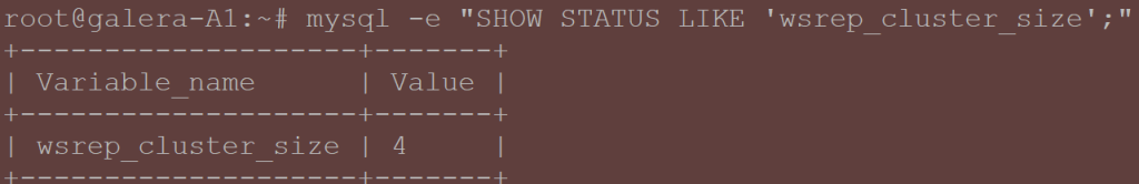 Final state - a 4 nodes Galera cluster