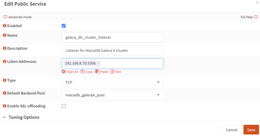 HAPRoxy on OPNSense - add an interface to listen on the virtual IP