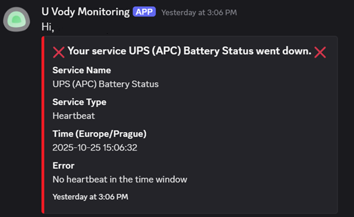 Verify that you receive notifications on power outage - this one is from Uptime Kuma