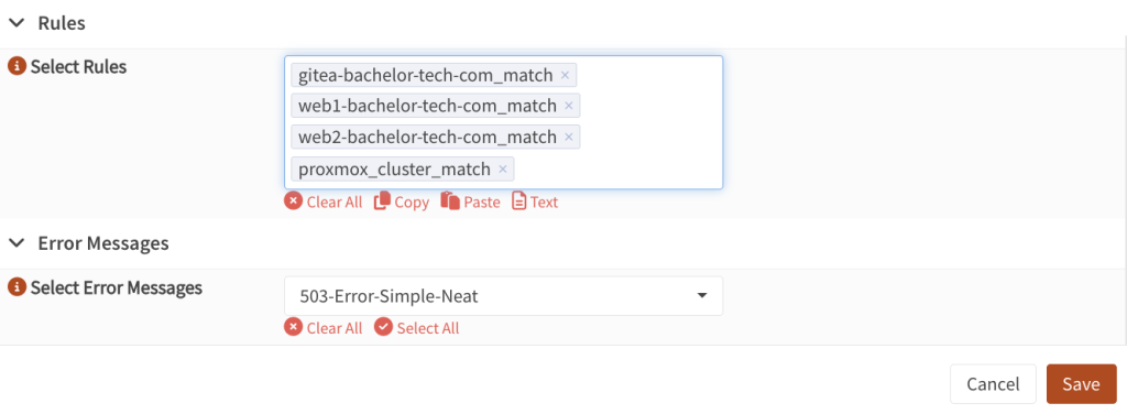 Second part of the same screen showing the configured front-end in HAProxy for our virtual IP endpoint.