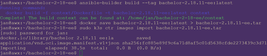 Create a custom Execution Environment on your AWX VM and share it with your K3s cluster.