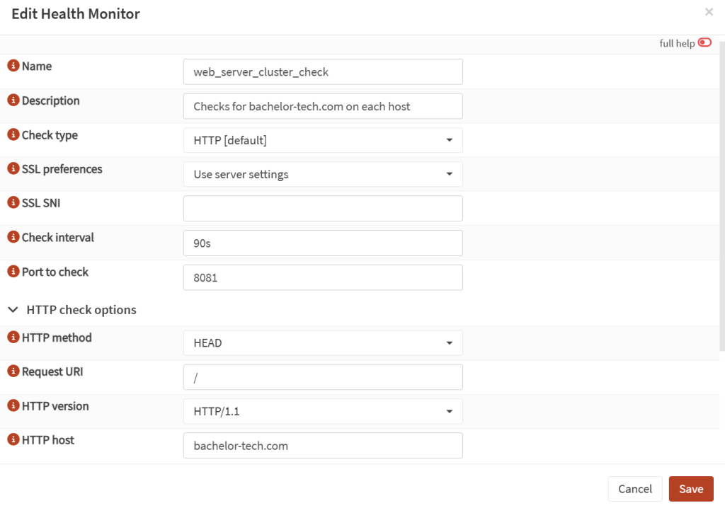 Create a health monitor to spot when the web server is not reachable.