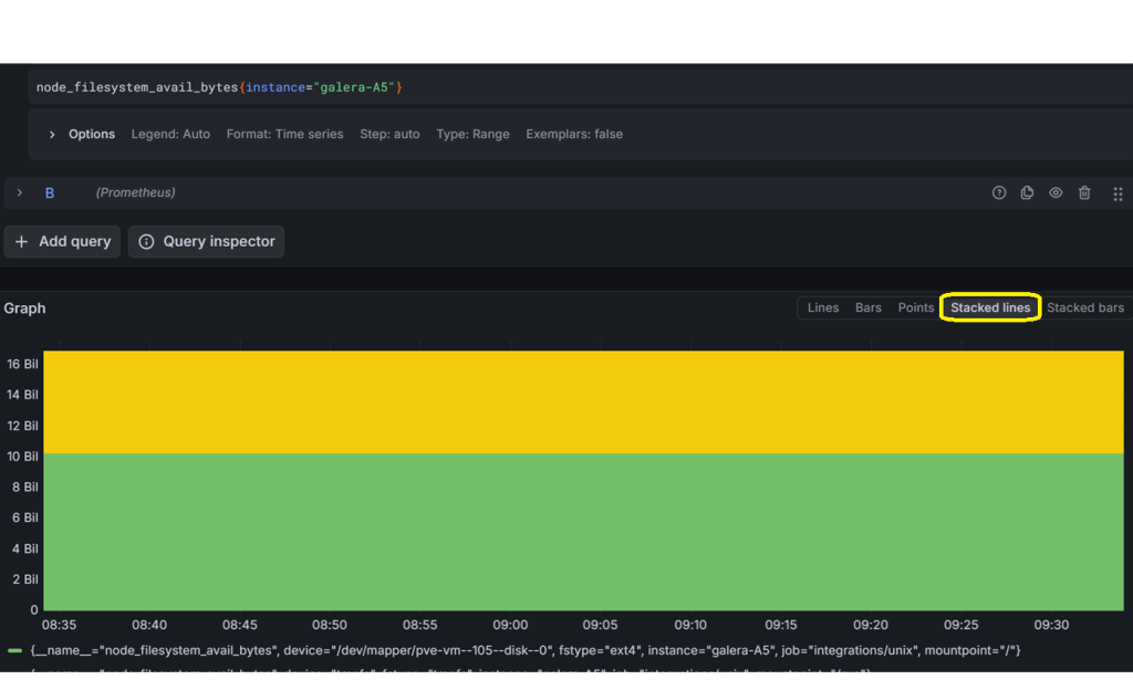 A change in configuration to display stacked lines for drive space.