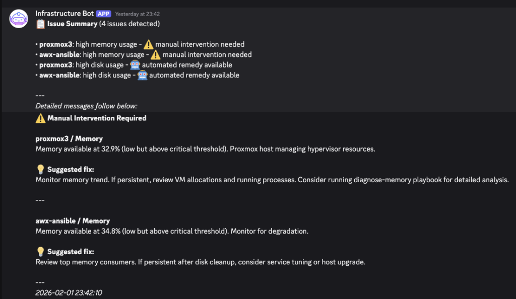 Screenshot showing a summary on the top before individual remediation jobs are suggested.